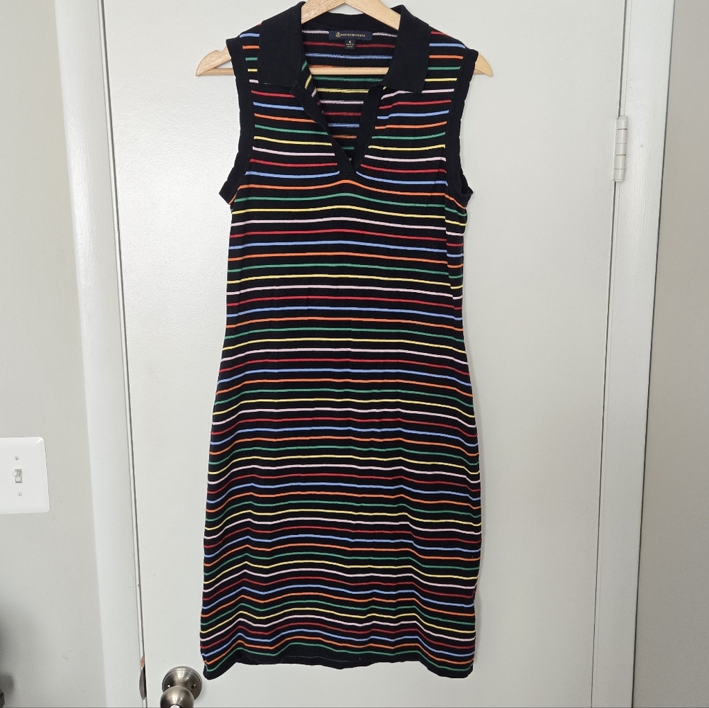 Brooks Brothers Rainbow Stripe Sleeveless Polo Midi Dress Size Medium